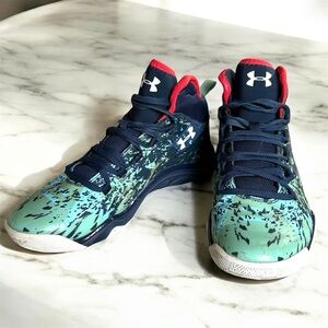 Under Armour Kid’s 7 Micro G Pro Basketball Shoes Dark Blue/Turquoise/Red